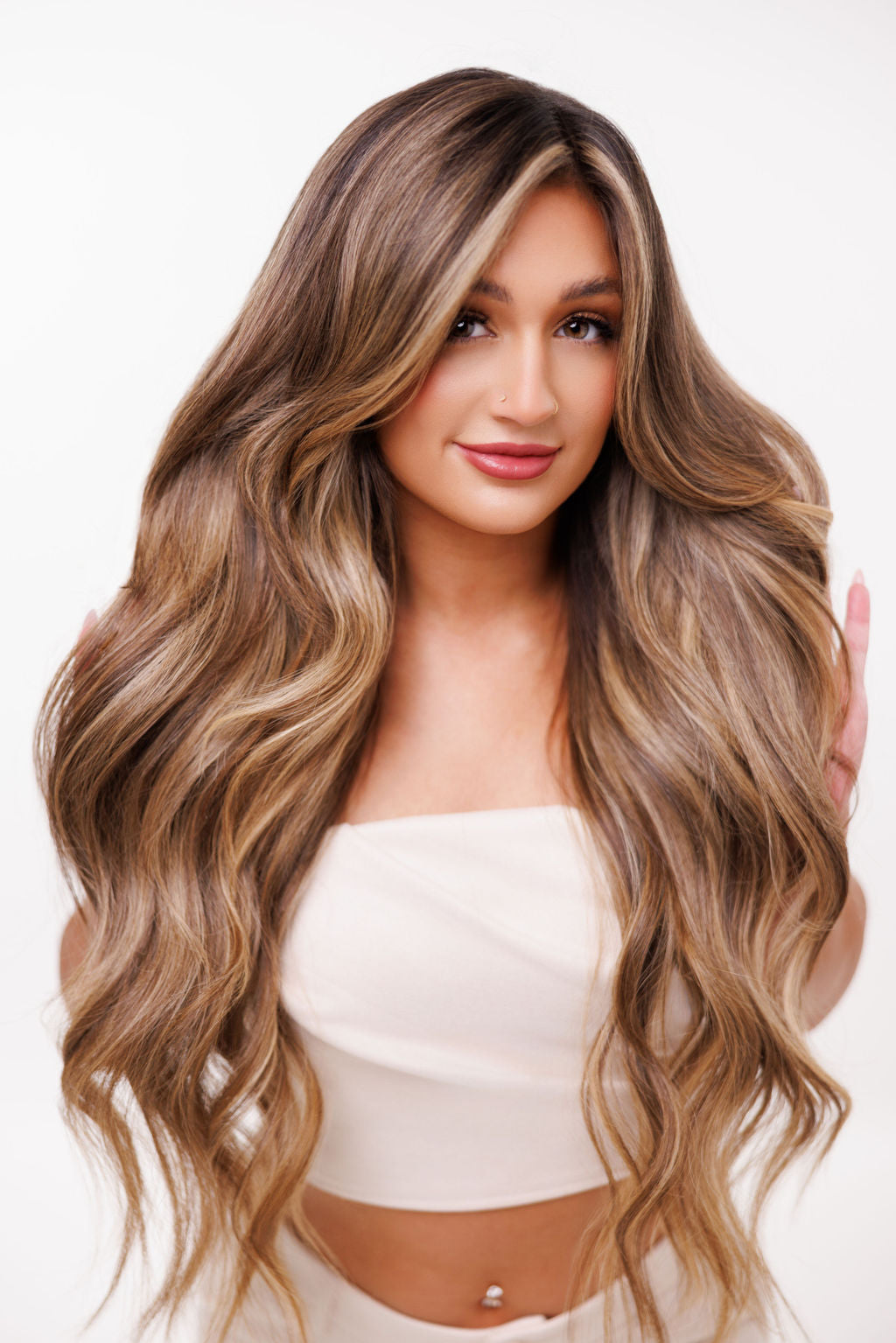 Girl wearing hair extensions | Professional hair products for stylists